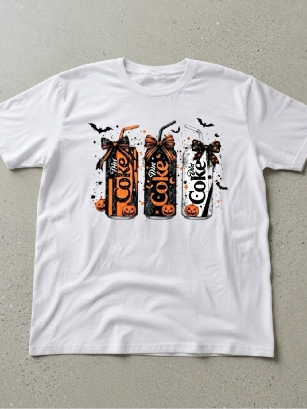 Men's White Halloween Graphic Tee with Orange and Black Can Design